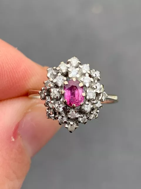 18ct gold diamond ruby cluster ring MJ