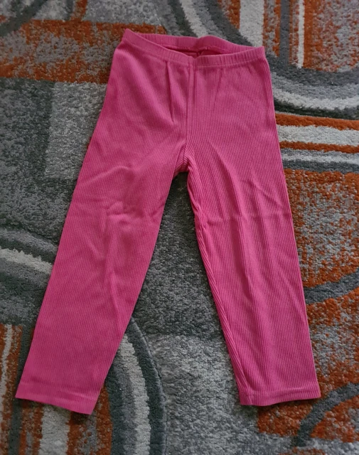 Mothercare Girls Pink Stretch Cotton Ribbed Leggings Jeggings Age 2-3 Years