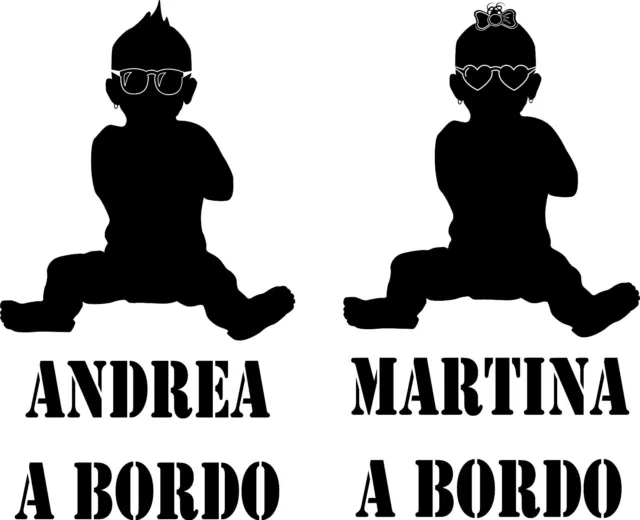 ADESIVO STICKERS DECAL AUTO " BIMBO a BORDO " BIMBA personalizzato nome adesivo