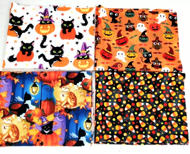 Paquete de acolchado de tela Fat Quarter 100 % algodón talla 18 X 22 pulgadas. Lote de 4 nuevos
