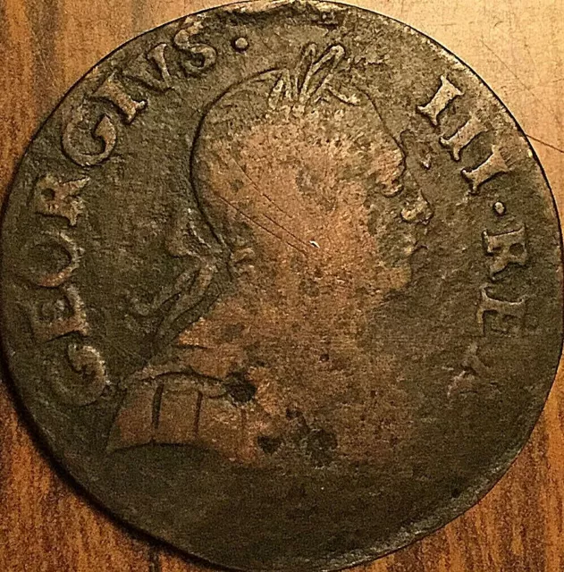 1775 GREAT BRITAIN GEORGE III HALF PENNY - Very interesting Non-regal example!