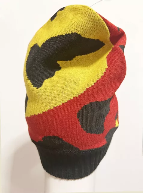 $120 I’M ISOLA MARRAS Beanie Seamed Crown Black Red Yellow Hat Men Women Youth 3