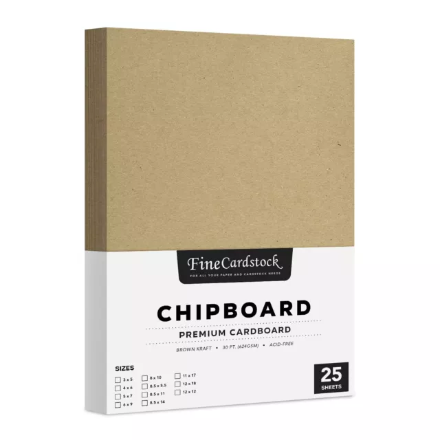 Brown Kraft Chipboard – Medium Weight 30 Point (0.03 inch) Cardboard | Thick ...