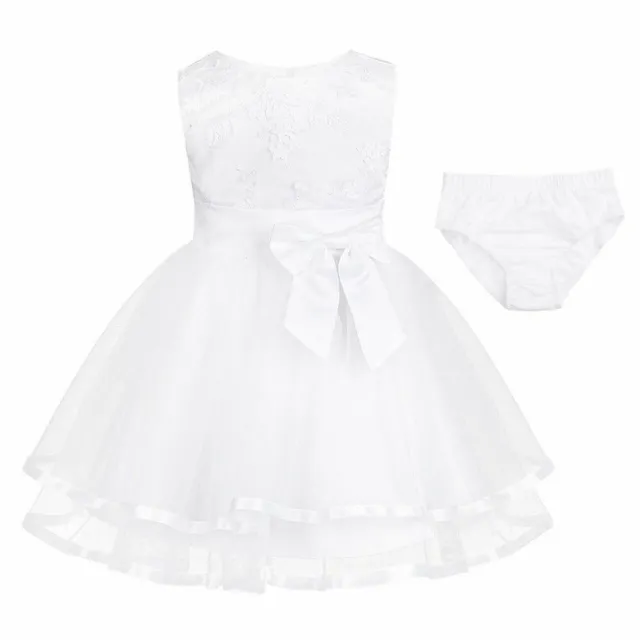 Newborn White Christening Baby Princess Girls Dress Wedding Baptism Kids Clothes
