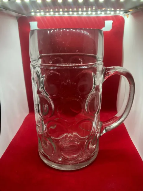 Tasse à bière allemande à fossettes Spaten Munchen Allemagne 1 litre grande pierre 3