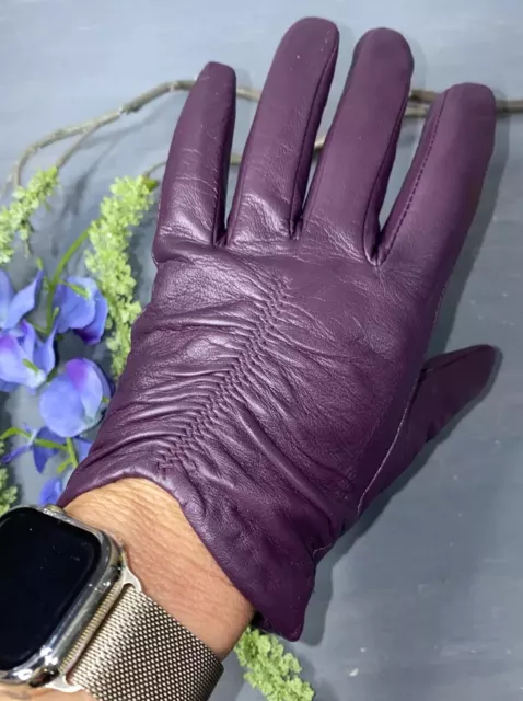 ECHO Women’s Dark Purple Soft Leather Racing Driving Gloves Size Medium Lined