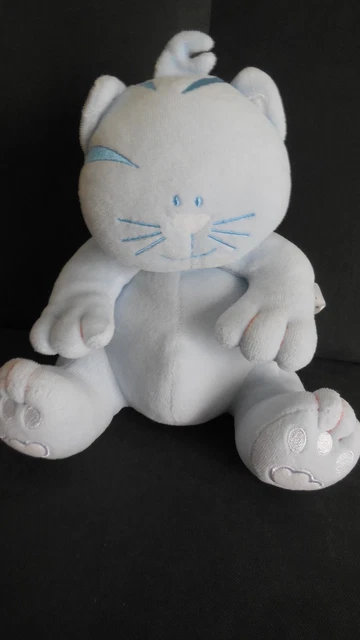 Doudou peluche chat bleu ciel assis MARESE 19cm