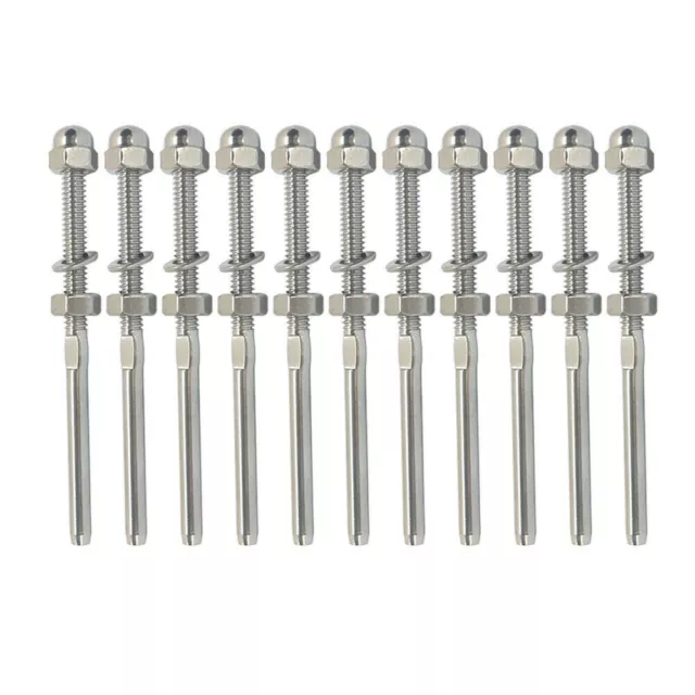 10 PC 4" Long End Fitting For 1/8" Cable Rail Railing Stainless Steel 316 Grade