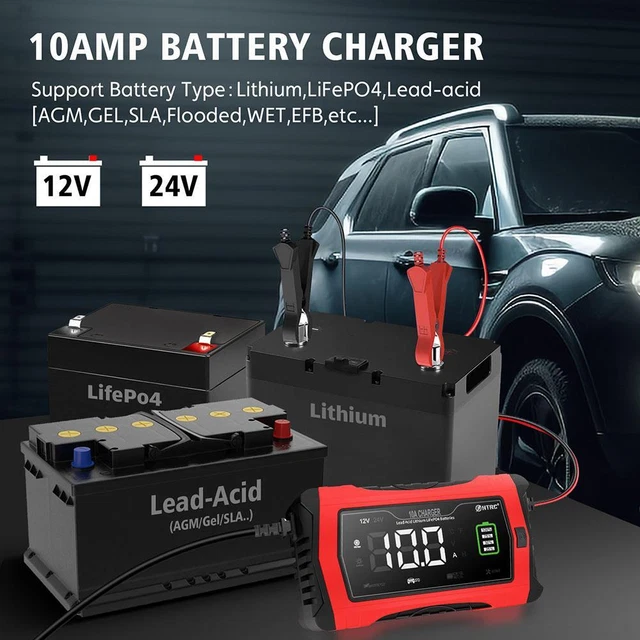 12V 24V 10 Amp Car Smart Battery Charger Car Battery Charger Maintainer