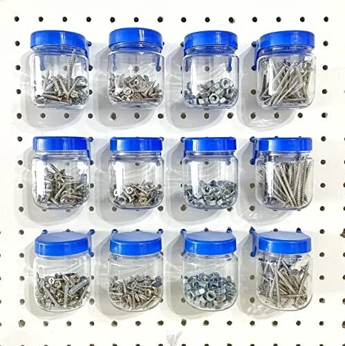 12 Pack Pegboard Accessories Organizer Storage Jars Attachement for Craft Sewing