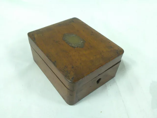 Vintage Wooden Small  Trinket Box, Lock No Key 83 X 100 x 46 mm