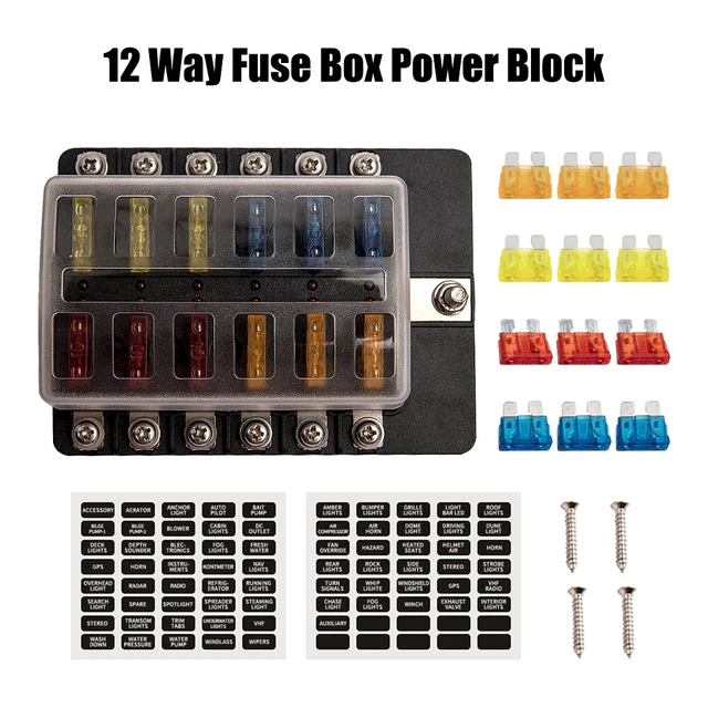 12V Blade Fuse Box Block W/ LED Light Indicator for Auto Marine Boat Car