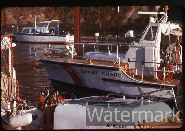 1976  kodachrome Photo slide   Coast guard ship boat  Depoe Bay Oregon