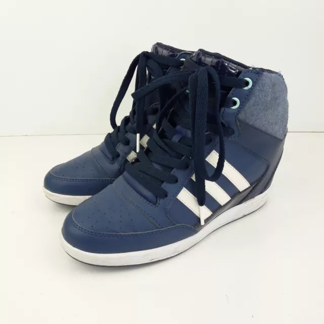 ADIDAS TRAINERS WOMENS UK 5 EUR 38 Navy White Ladies Super Neo