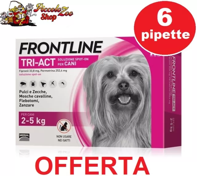 Frontline TRI-ACT 6 pipette antiparassitario per cane di 2-5 kg NEW