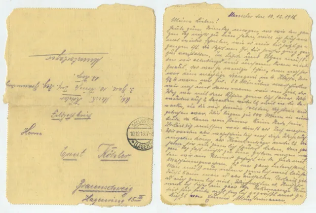 97611 - Feldpostbrief - Munster (Lager) 10.12.1916 nach Braunschweig