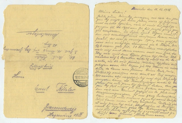 97611 - Feldpostbrief - Munster (Lager) 10.12.1916 nach Braunschweig