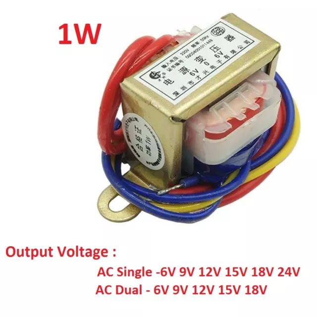 EI28 1W Power Transformer 220V TO 6V/9V/12V/15V/18V/24V Output AC Single/Dual