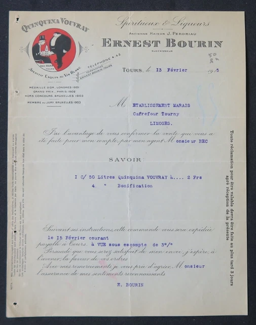 Facture Banh De Laveline 1937 - Aperitif D'Alsace ALSAKINA Illustrée - Document Ancien
