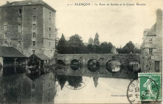 Carte Postale / Alencon Le Pont De Sarthe Et Le Grand Moulin