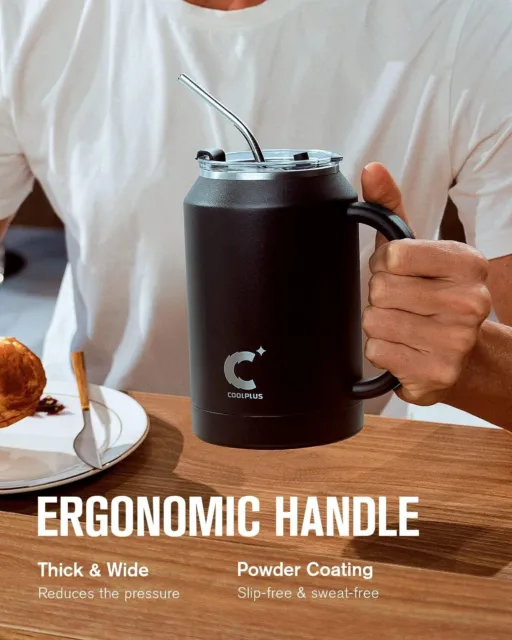 32oz Mug Tumbler with Handle & Straw Stainless Steel Travel Insulated Coffee Mug