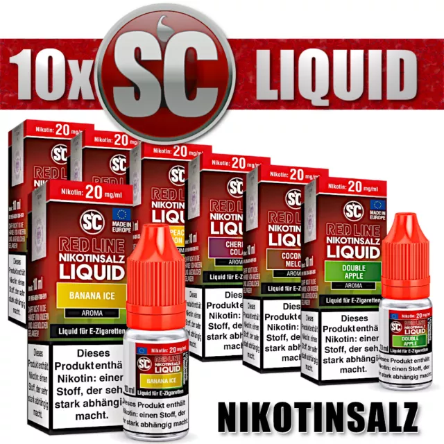 10x 10ml SC RED LINE OVERDOSED Liquid Nikotinsalz Probierbox Nic Salt E-Liquid