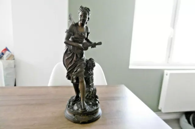 Ancienne sculpture statue en bronze La Cigale signée Bouret art nouveau