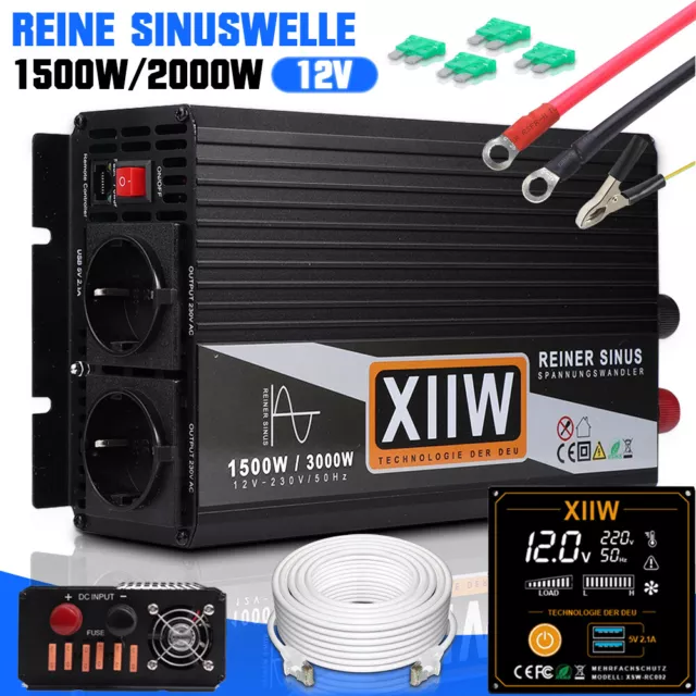 ECTIVE SI15 Wechselrichter 12V 230V 1500W reiner Sinus Inverter  Spannungswandler