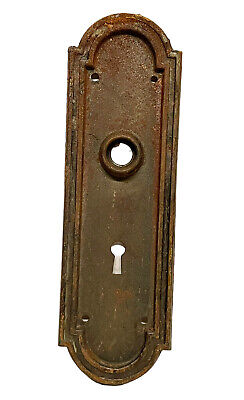 Antique Iron Art Deco Door Knob Back Plate 8 1/2 X 2 5/8”