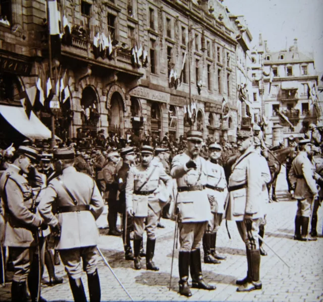 Strasbourg-Troupes-Plaque Verre-Vue Stereo-Guerre-14/18-Stereoscopique