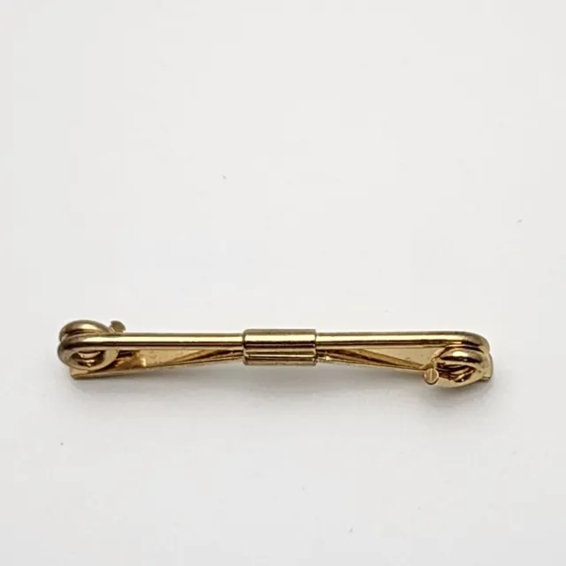 Vintage Men's Goldtone Collar Clip Bar Spiral End Art Deco 2 1/5"