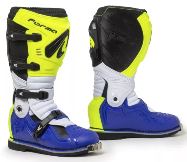 Stivali Boots Cross Enduro Snodo Forma Terrain Evolution Tx Giallo Flu Blu Tg 45