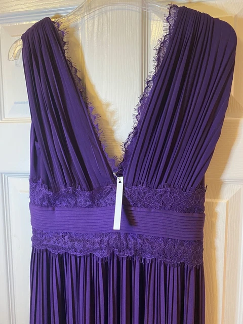 BNWT PURPLE ASOS DESIGN Premium Lace Insert Pleated Maxi Evening Dress UK  10 60 24.61 - PicClick UK