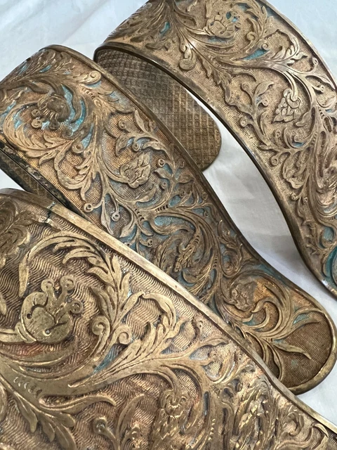 Antique French 4 Piece Curtain Drape Tieback Brackets Gold Gilt Brass Bronze 9