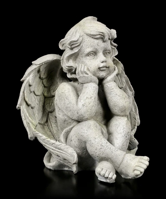 Ángel Figura de Jardín - Jóven Mira Soñando - Decoración Ángel Protector Estatua