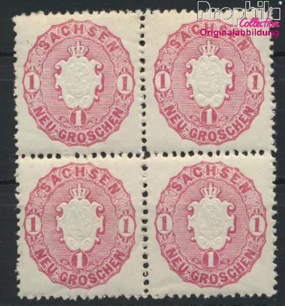 Briefmarken Sachsen 1863 Mi 16a Viererblock postfrisch(8894149