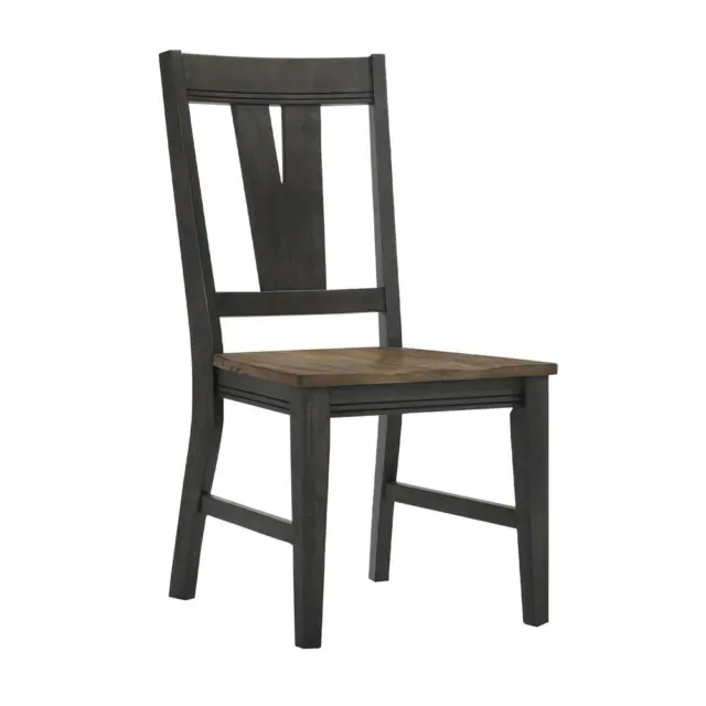 Chair, Splat Back in Brushed Brown & Pecan (Set of 2)