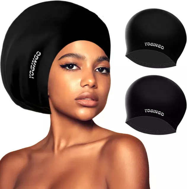 2 Pieces Extra Large Swimming Cap for Long Hair - Swim Cap Designed for Weaves,