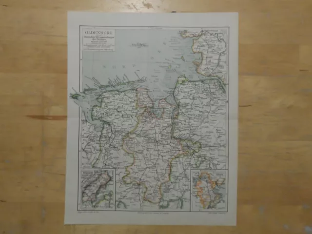 Orig.(1906) Lithographie Landkarte Oldenburg Deutsche Strommündungen der Nordsee