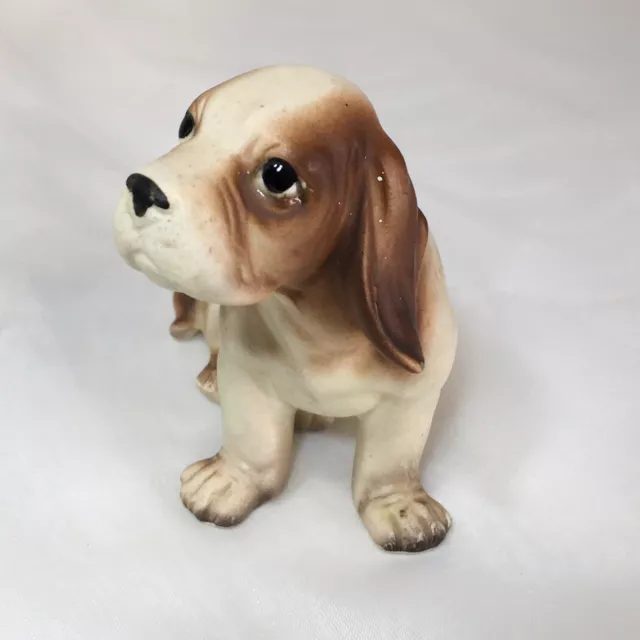 3.75” Vintage Porcelain Basset Hound Dog, Puppy Figurine, Japan, Collectible❤️