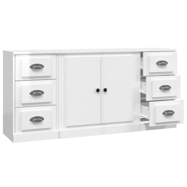 AX Credenza 3 Mobiletti Bianco 142x35.5x67.5cm Sala Soggiorno Elegante + 3185233