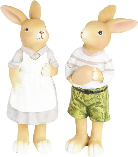 HEITMANN DECO Lot De 2 Figurines Décoratives En Céramique - Couple De Lapins De