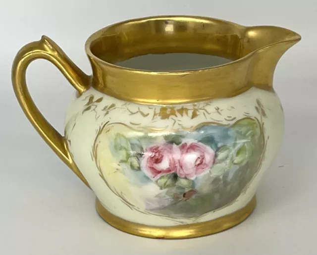 Vintage ZS & Co Bavaria Floral Porcelain Creamer Gold Border 1880