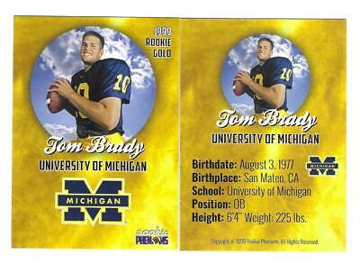 Tom Brady Rookie Gold Phenoms 1999 University Of Michigan College Card