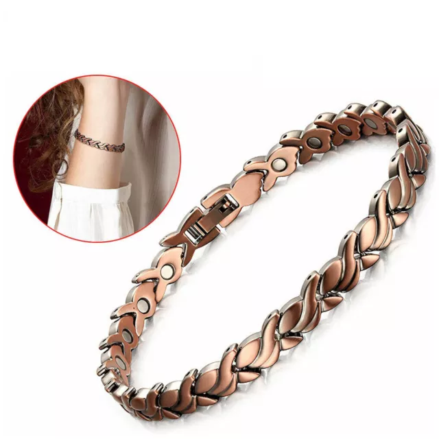 Women Pure Copper Magnetic Solid Therapy Bracelet For Arthritis Wristband Bangle