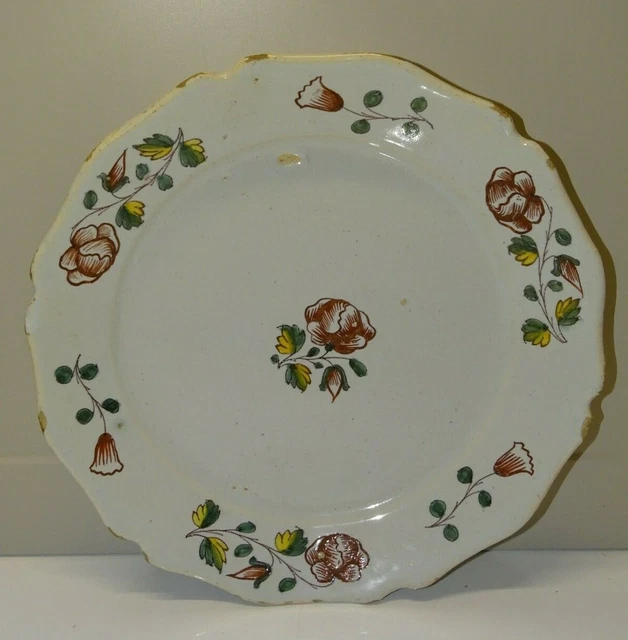 *ASSIETTE CERAMIQUE LA ROCHELLE XVIIIe DECOR AUX  ROSES VITRINE collection déco