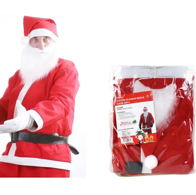 Costume Babbo Natale Adulto Vestito Di Santa Claus Uomo Nuovo Completo