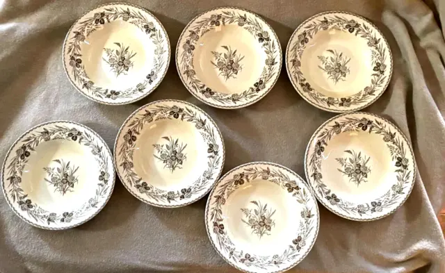 ANTIQUE WEDGWOOD CLOVER Pattern AESTHETIC TRANSFERWARE 10"PLATES 1878 Set of 7