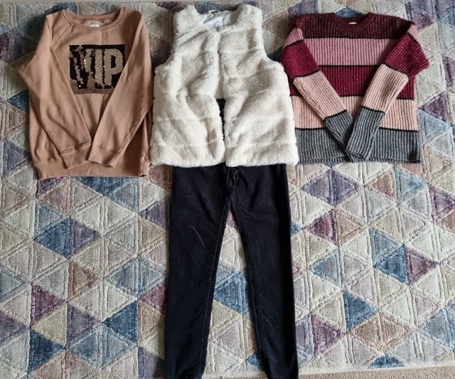 Girls size age 9-10 years Next Zara jumper trousers gilet outfit bundle 7