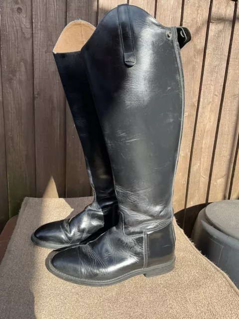 Riding Academy Long Leather Zipped Riding Boots Size 41 (7) Tall Wide Fit